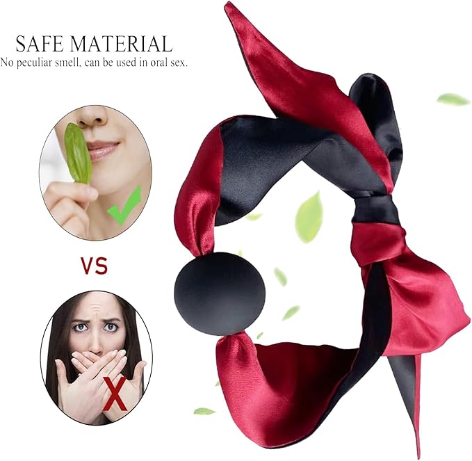 Silicone Gag Ball Long Satin Mouth Ball