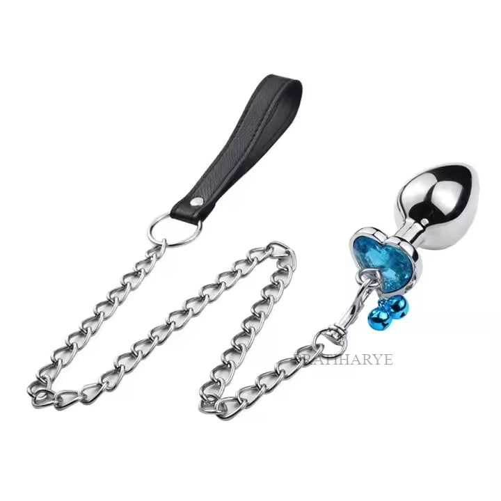 Heart Bejeweled Butt Plug with Chain