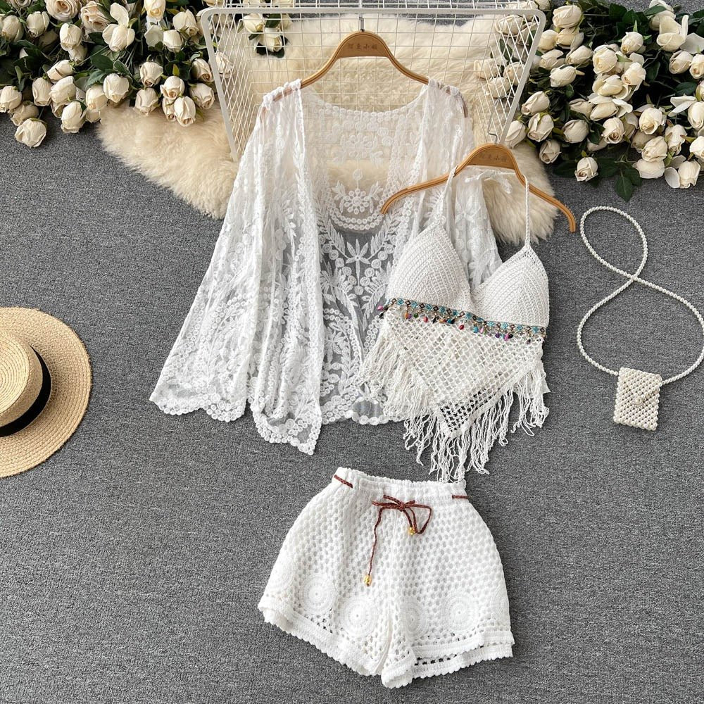 Three Piece Crochet Beach Set By