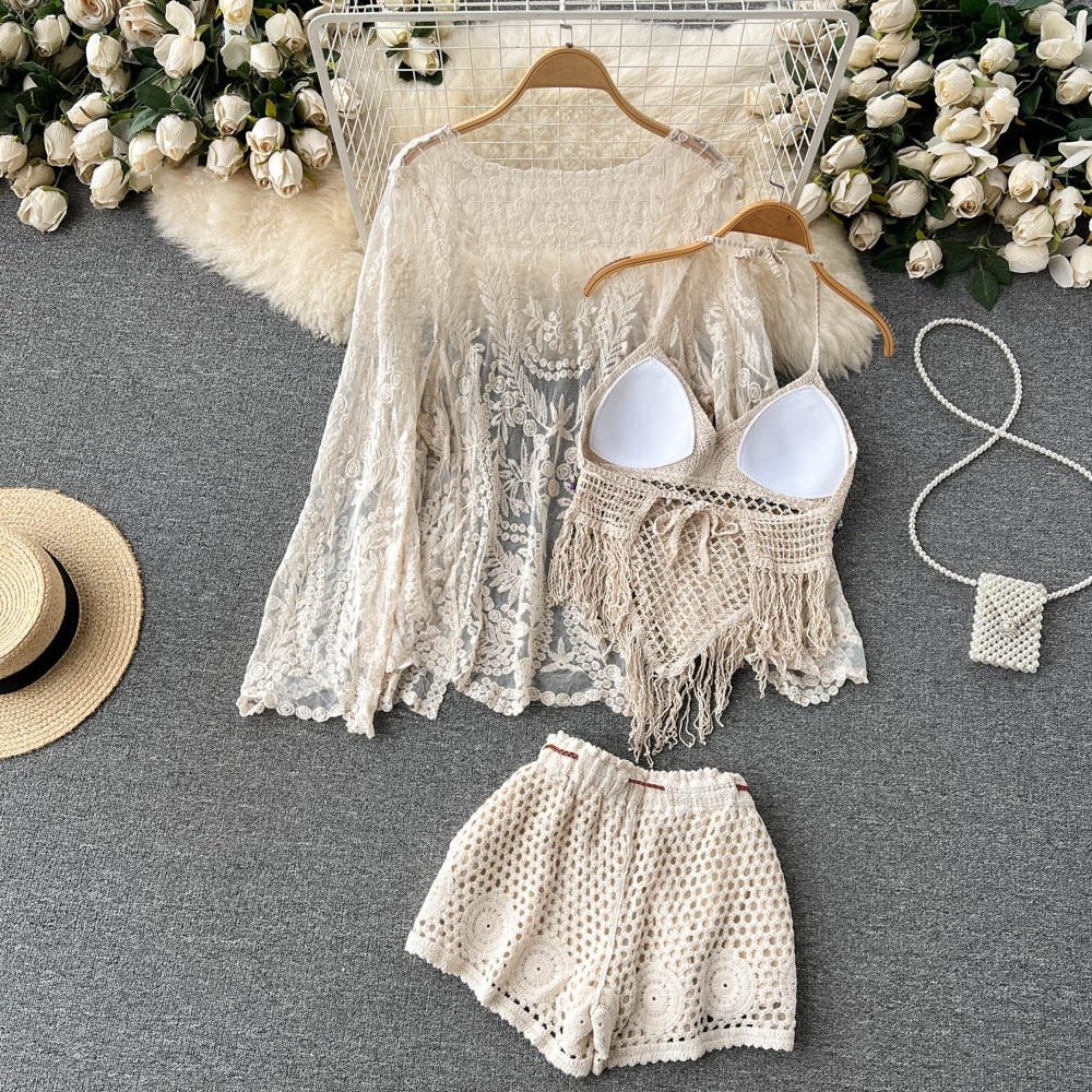 Three Piece Crochet Beach Set By