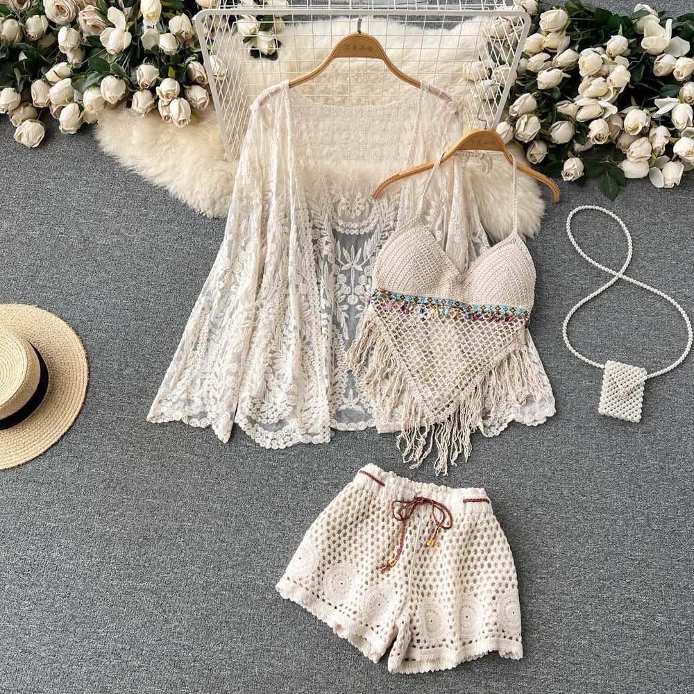 Three Piece Crochet Beach Set By