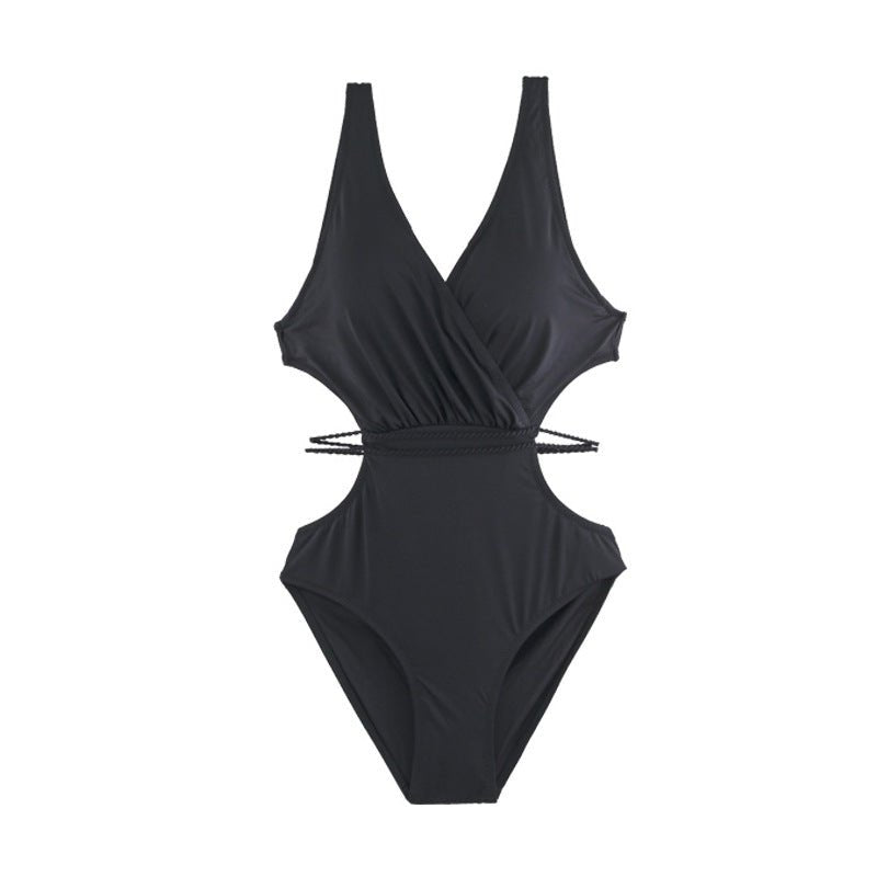 Black Cutout Waist Enhancing Monokini By