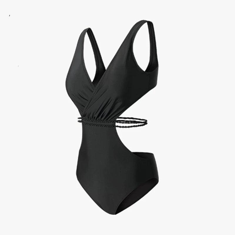 Black Cutout Waist Enhancing Monokini By