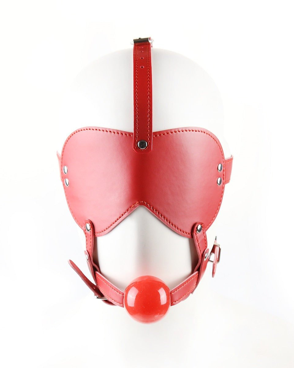 Blind Trust Gag Leather Bondage Mask with Ball Gag & Blindfold
