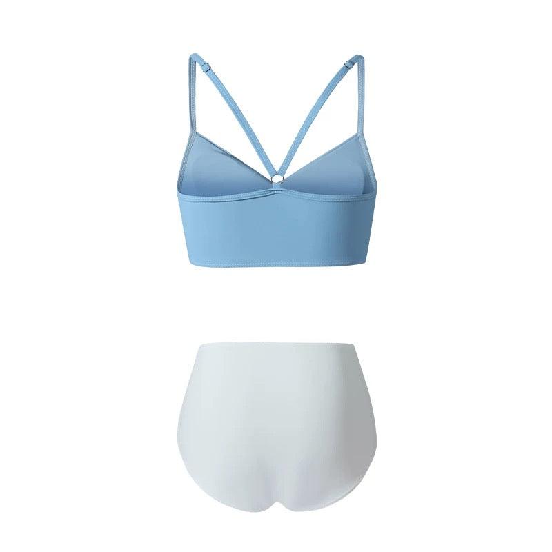 Dual Color Two Piece High Waisted Swimwear By
