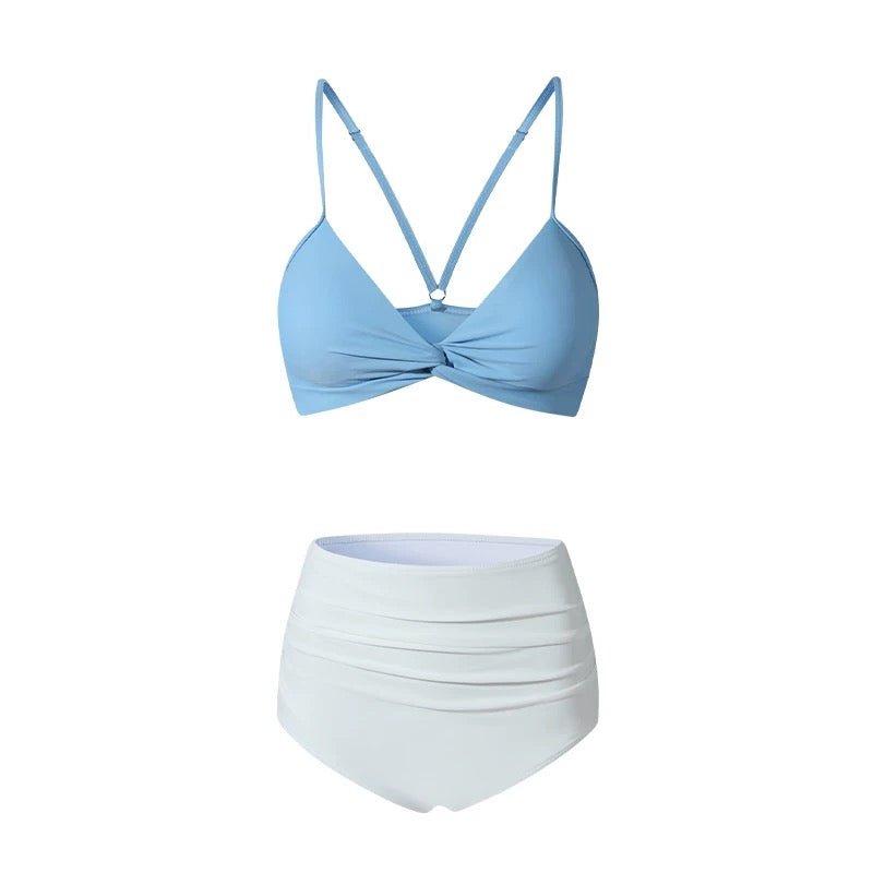 Dual Color Two Piece High Waisted Swimwear By