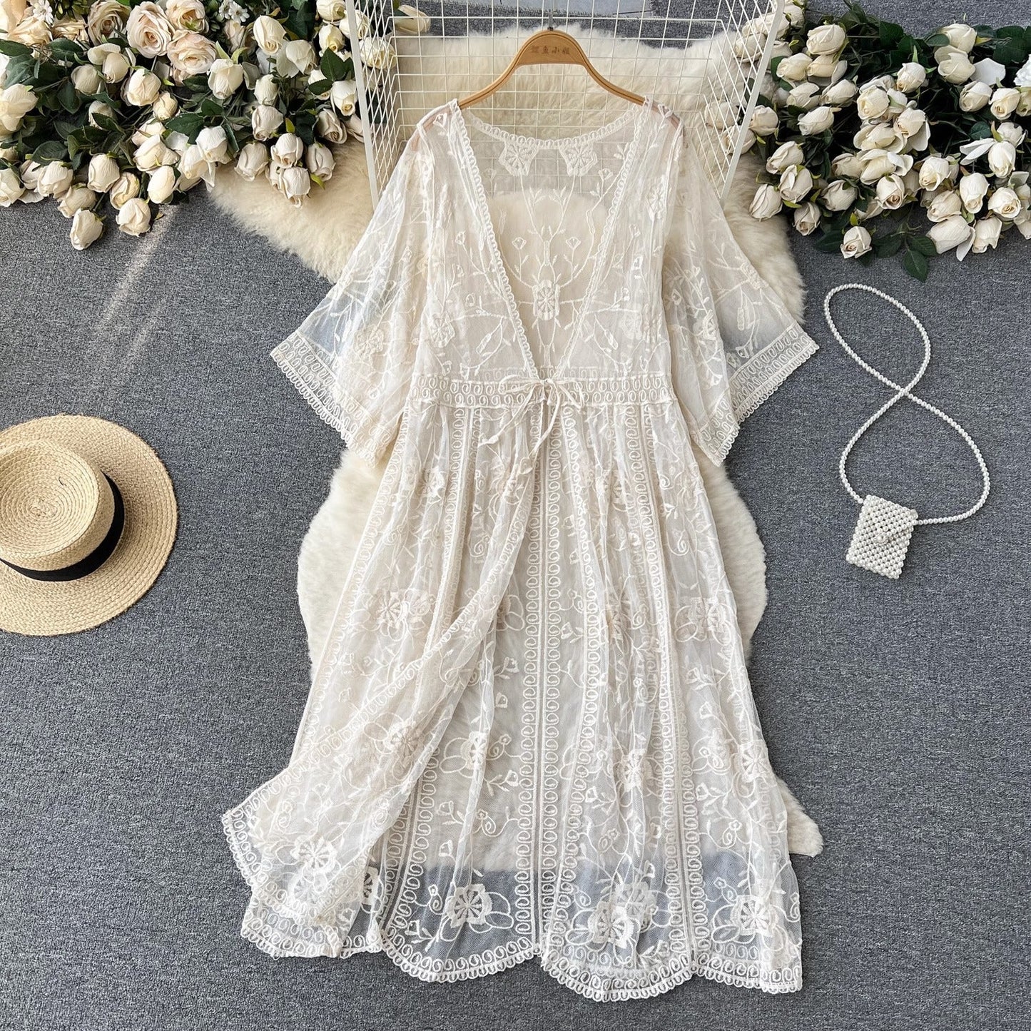 Three Piece Crochet Co-ord Beach Resort Set - Three Piece Beach Set By