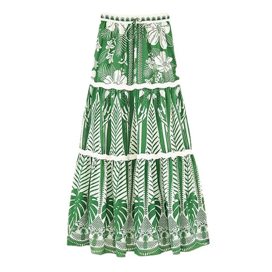 Floral One Shoulder High Waist Bikini Swimwear With Coverup Skirt By