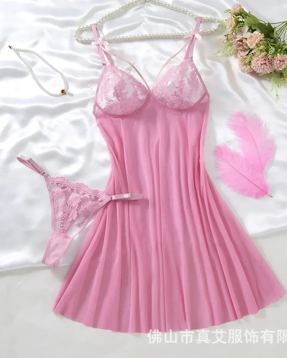 High Stakes Seductress Sheer Lace Babydoll Lingerie