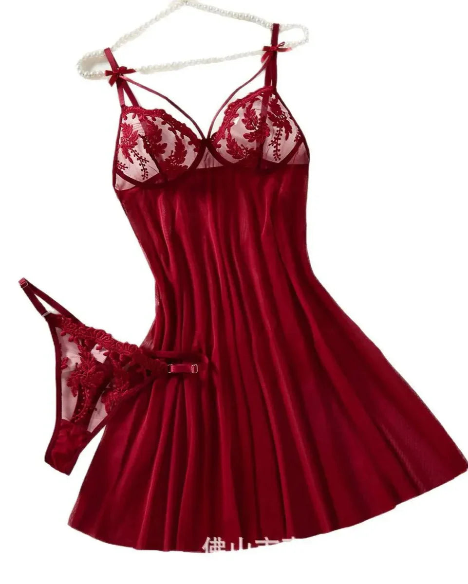 High Stakes Seductress Sheer Lace Babydoll Lingerie