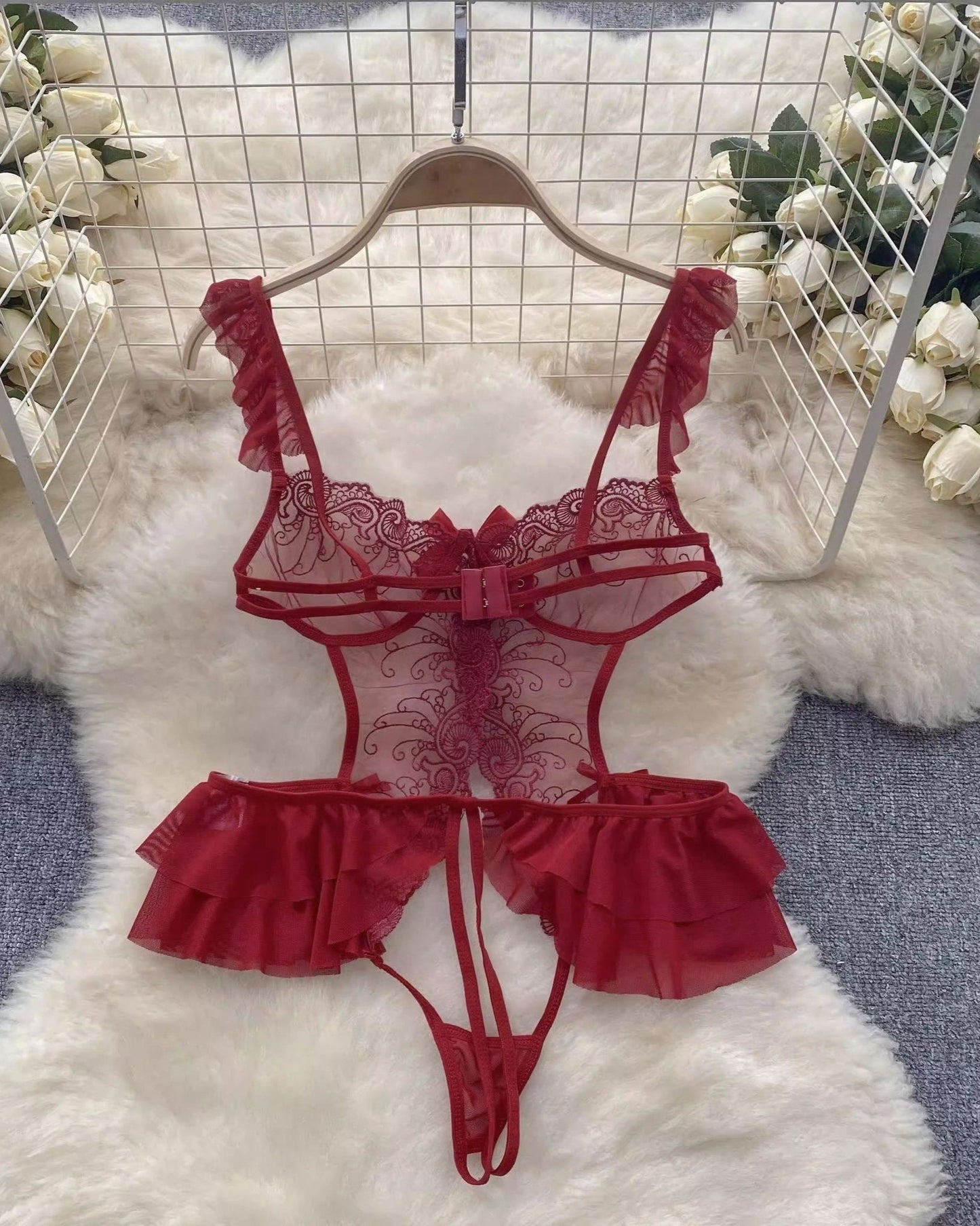 Juniper Scarlet Lace Bodysuit Lingerie