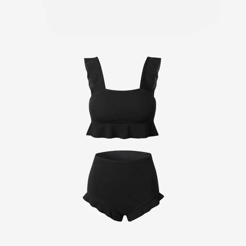 Korean Style Ruffled High Waist Swimwear By