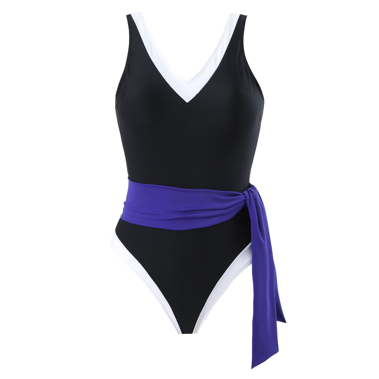 Monokini Color Block Swimsuit With Slimming Skirt By