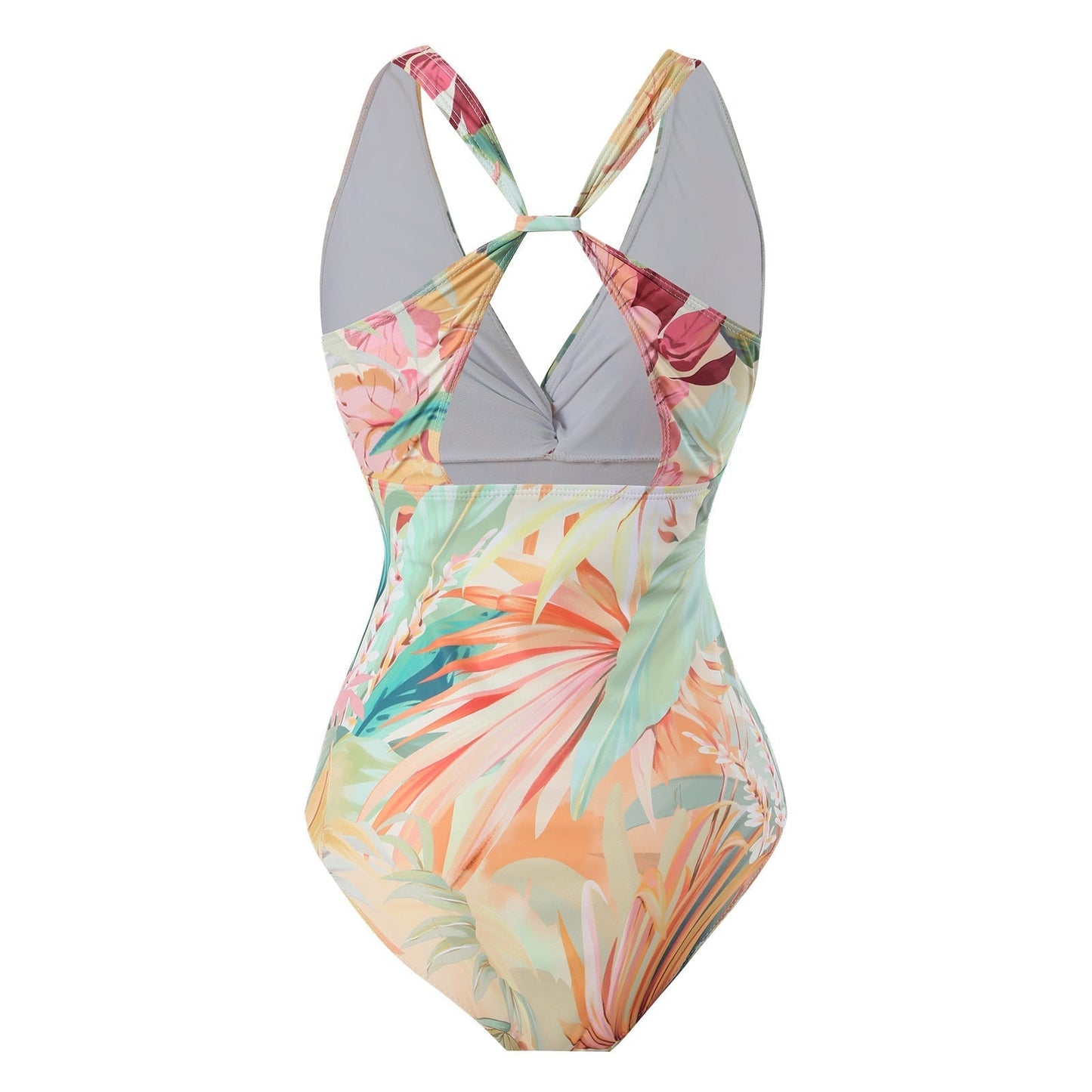 Monokini Criss Cross Back Floral Swimsuit With Short Sarong By