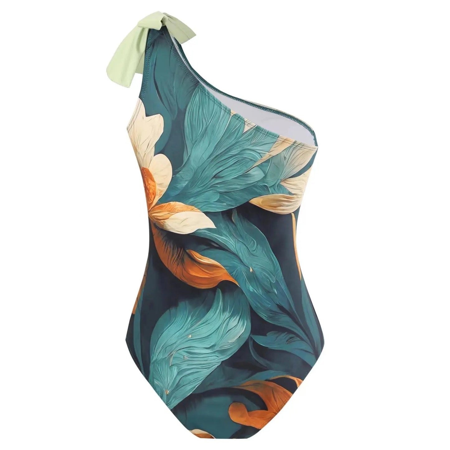 Monokini One Shoulder Multicolor Swimsuit With Ruffle Skirt By