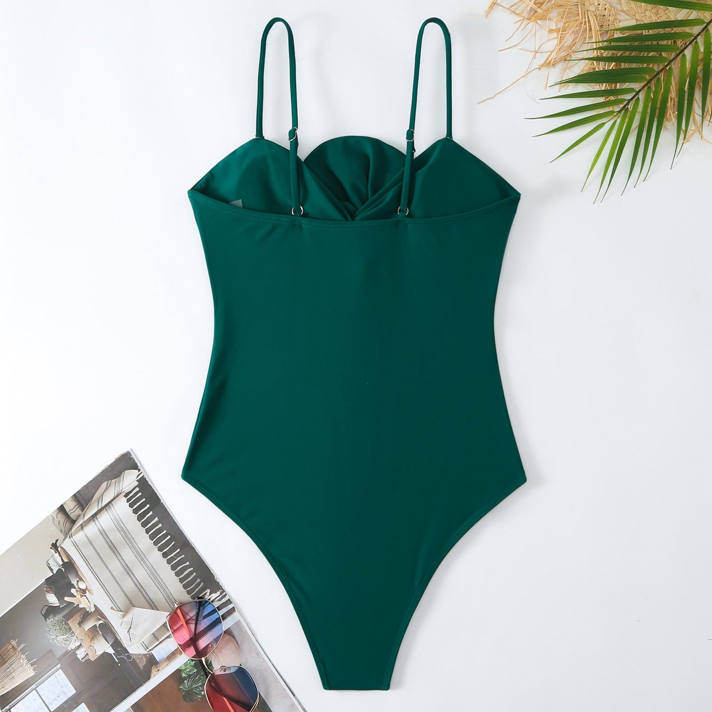 Monokini Solid Color Swimsuit with Floral Sarong By