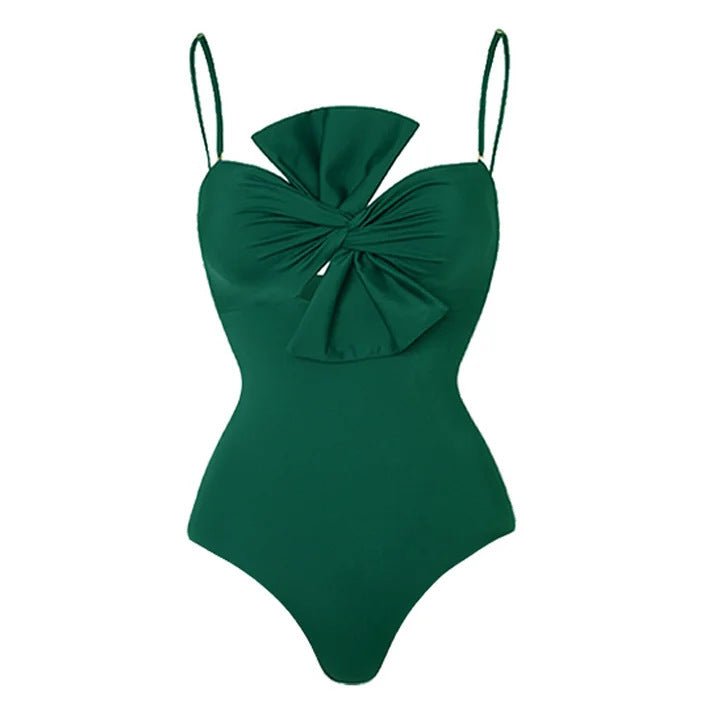 Monokini Solid Color Swimsuit with Floral Sarong By