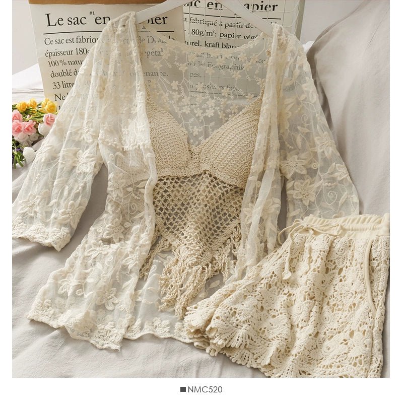 Three Piece Crochet Beach Resort Set - Three Piece Crochet Set By