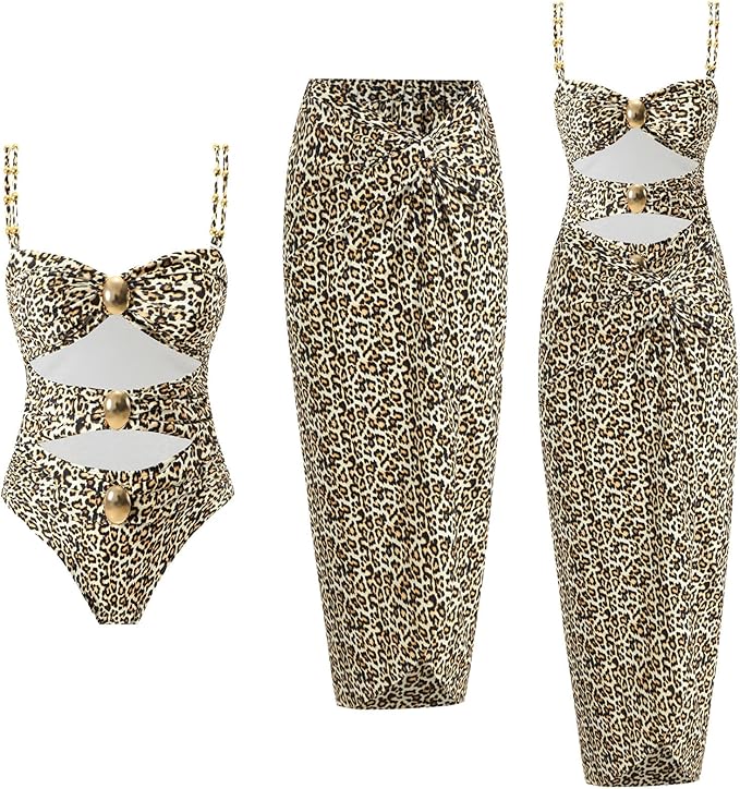 One Piece Cut Out Swimwear With Slimming Skirt By