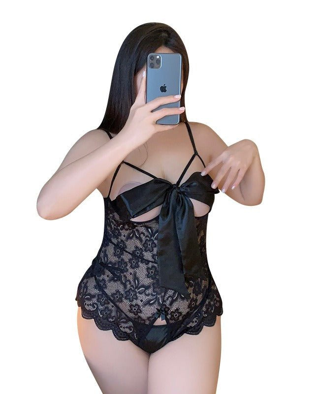 Bow of Desire Plus-Size Lace Babydoll Intimates Lingerie
