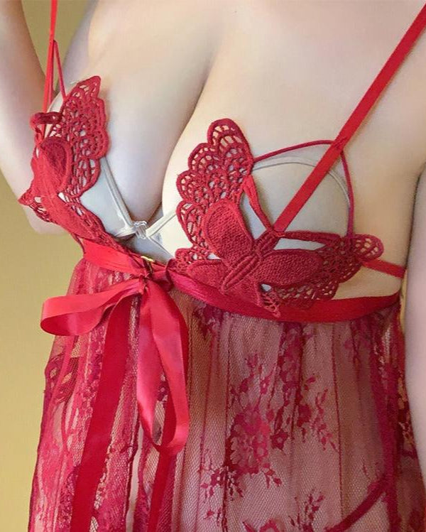 Heartstrings Plus Size Lace Mesh Babydoll Lingerie