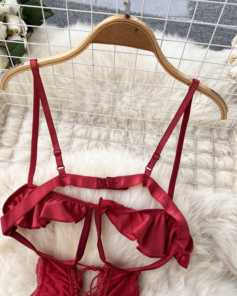 Spicy Lace One Piece Satin Lingerie