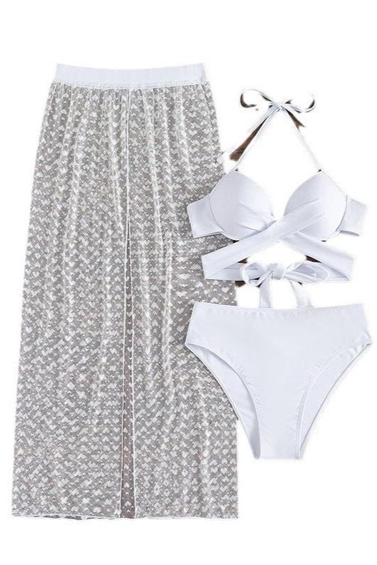 Three Piece High Waist Bikini SwimSuit Set - Three Piece Swim Suit By