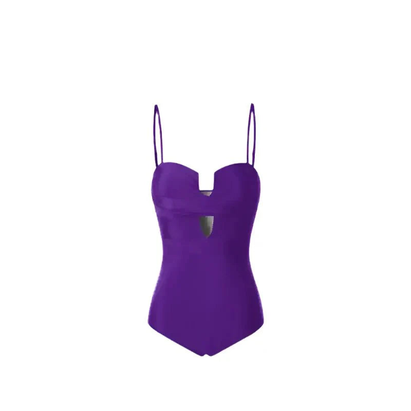 Solid Color Monokini With Spaghetti Strap By