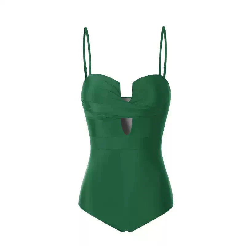 Solid Color Monokini With Spaghetti Strap By