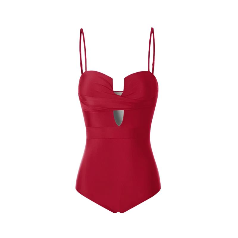 Solid Color Monokini With Spaghetti Strap By