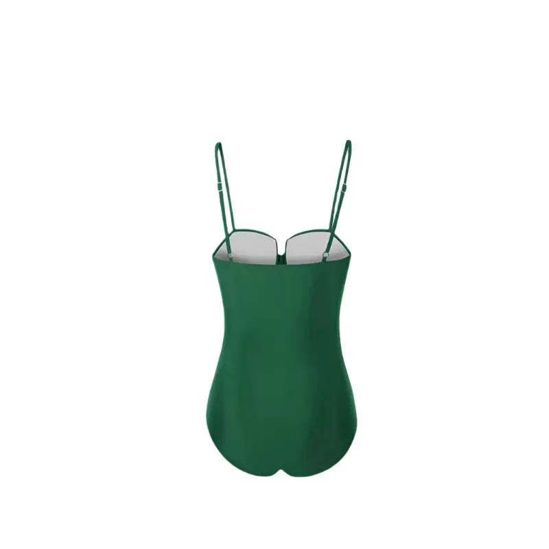 Solid Color Monokini With Spaghetti Strap By
