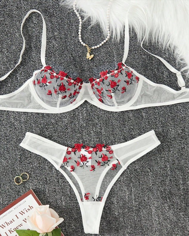 Stop & Stare Sheer Mesh Bra & Thong Lingerie