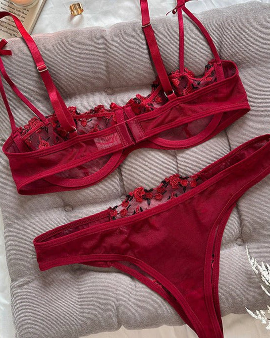 Stop & Stare Sheer Mesh Bra & Thong Lingerie