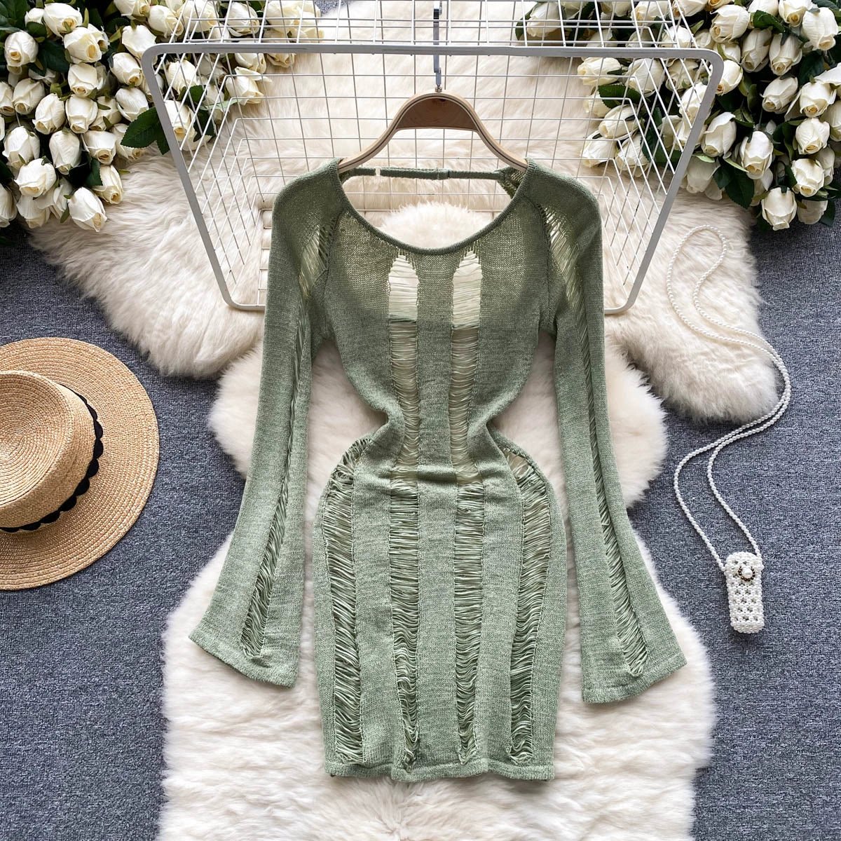Textured Low Back Coverup Dress By