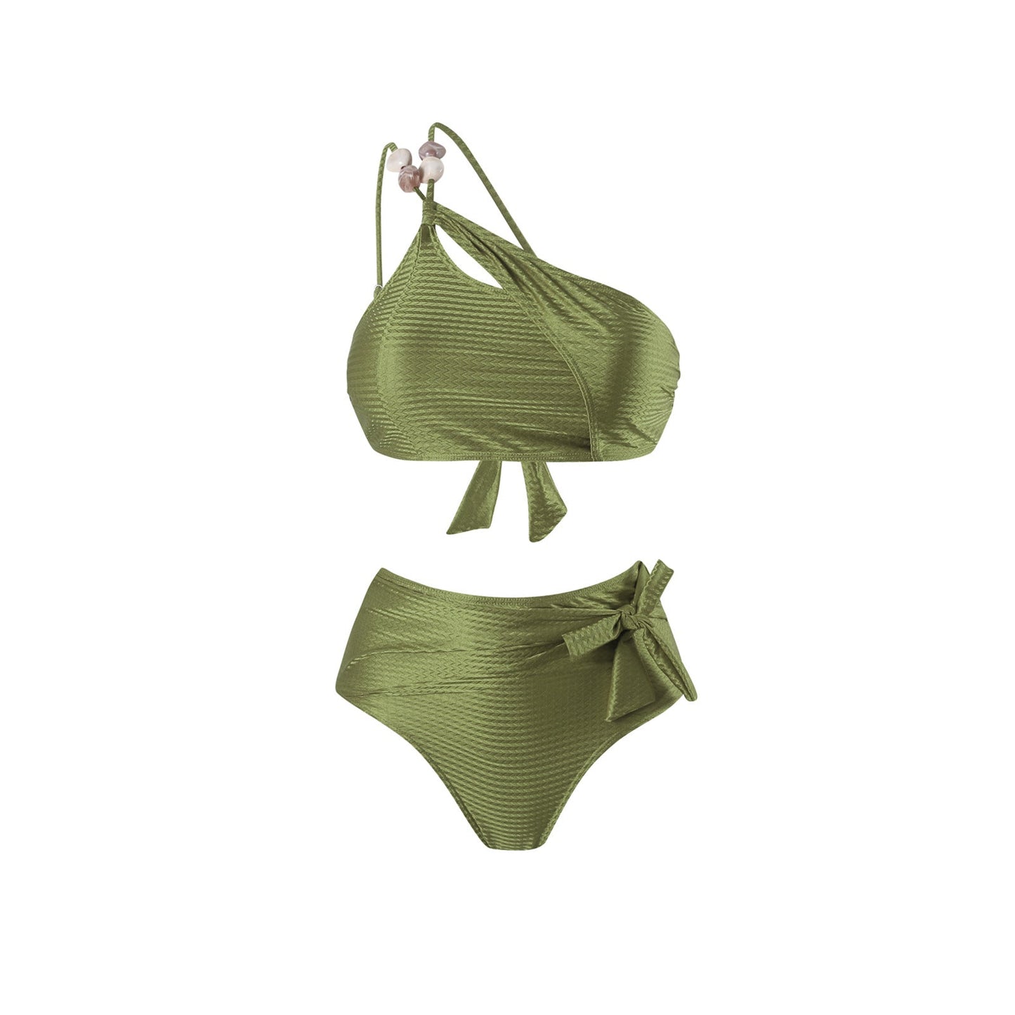 Three Piece High Waist Bikini Swim Set With Sarong By