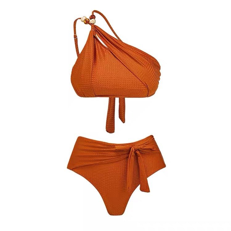 Three Piece High Waist Bikini Swim Set With Sarong By