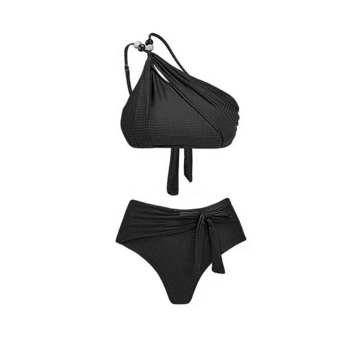 Three Piece High Waist Bikini Swim Set With Sarong By