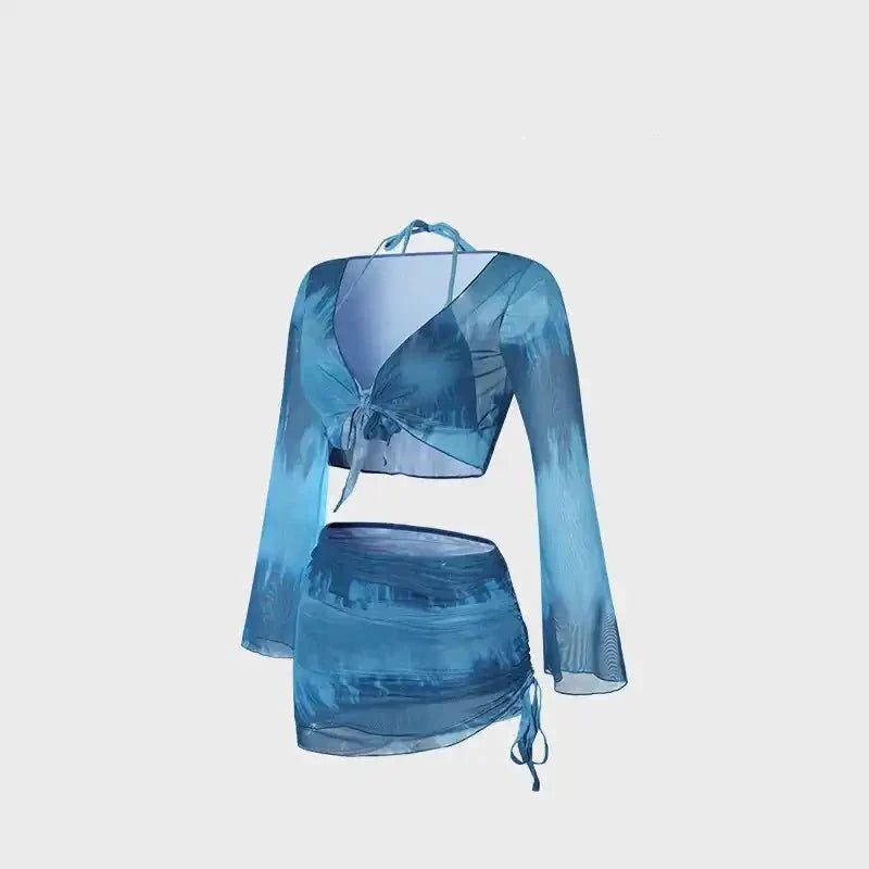 Two Piece Halter Neck High Waist Two Peice Swinwear With Coverup Dress By