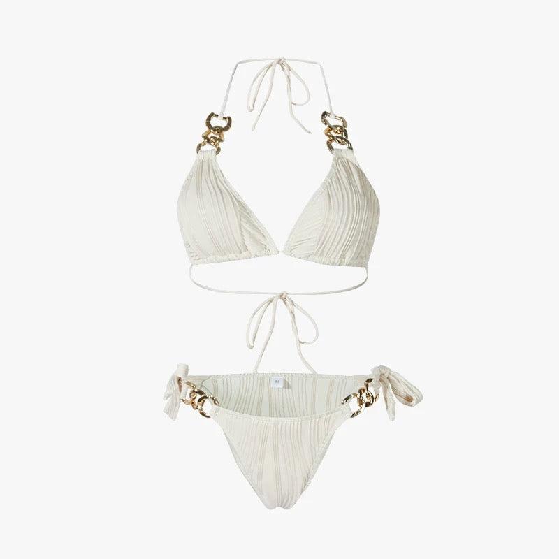 Two Piece Tie Up With Golden Rings Swimwear By