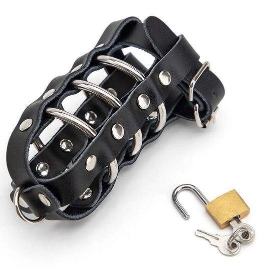 Leather Penis Chasity Cage