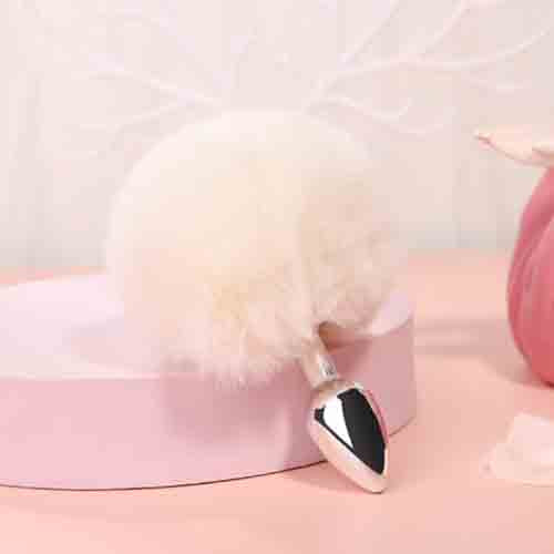 Stainless Steel Bunny Tail Butt/Anal Plug