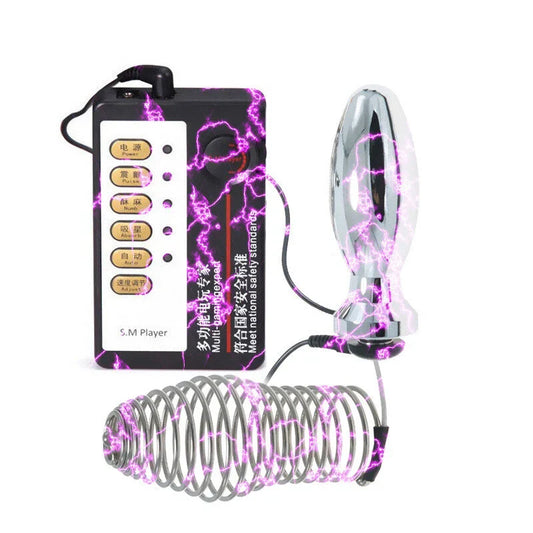 Electric Remote Control Butt Plug with Penis Cage