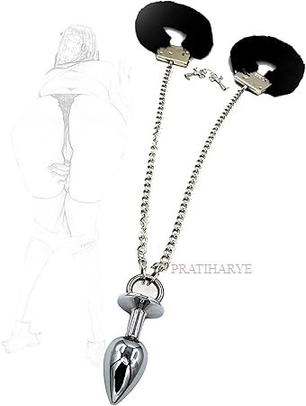 Soft Furry Handcuff with attached Butt Plug