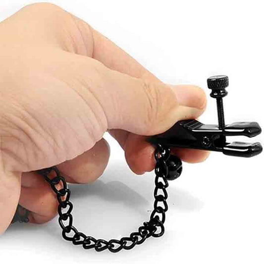 Black Metal Erotic Chain Nipple & Clitoral Clamps