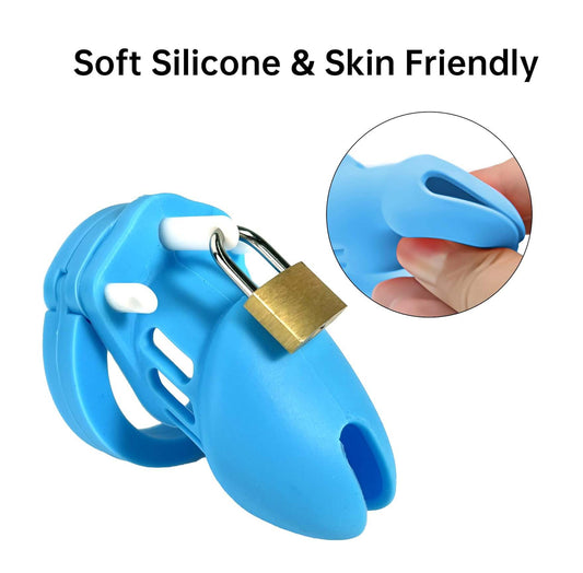 Silicone Male Chasity Cage lock with 5 Rings