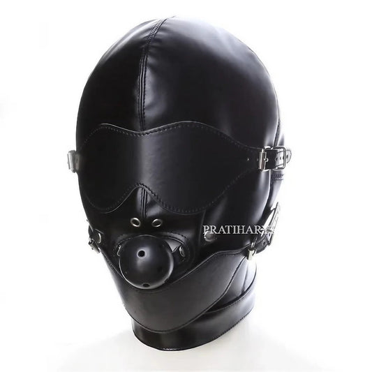 Leather Face Mask with Eye Mask & Gag Ball