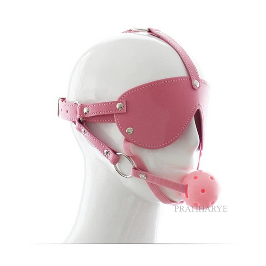 Pink Bondage Eye Mask with Gag Ball
