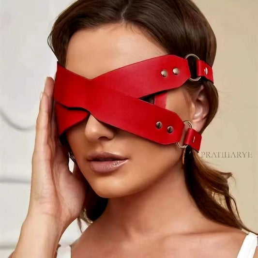 Adjustable Leather Cross Eye Mask