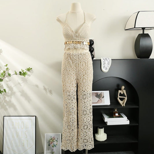 Anya Two Piece Crochet Top Pant Co-ord Set