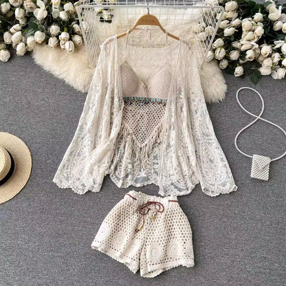 Three Piece Crochet Beach Set By